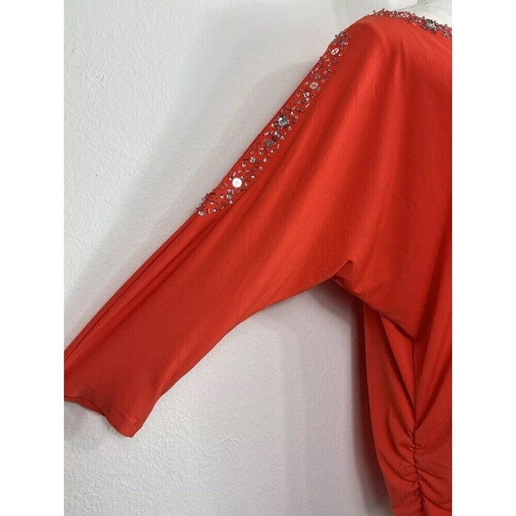 Susan Graver Liquid Knit Cold Shoulder Embellishment Blouse Plus Size 1X (18/20) - Picture 11 of 12